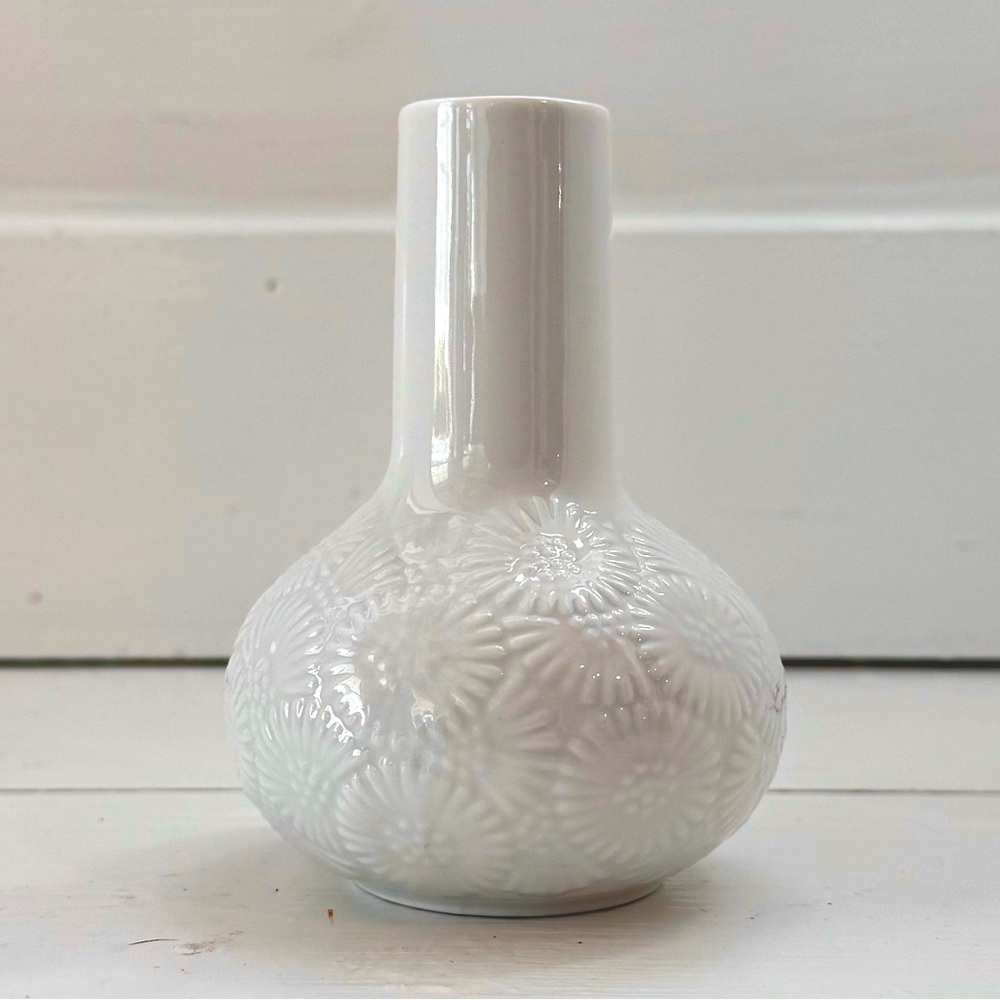 Vintage Thomas German White Porcelain 4" Bud Vase "Flower Festival"